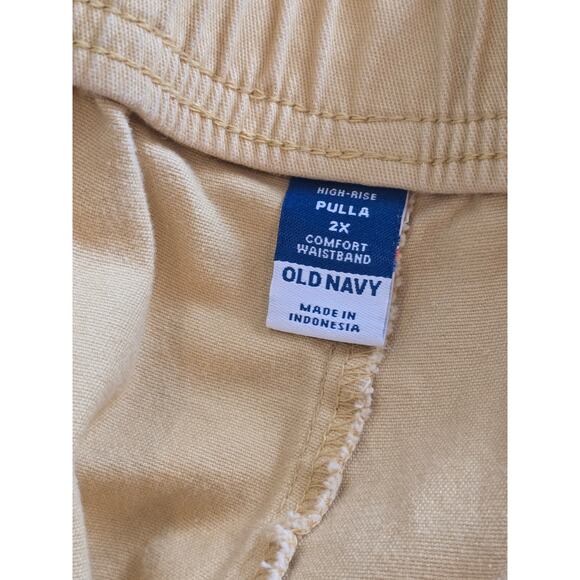 Old Navy 2X Yellow Pull-On Pants Comfort Waistband Utility Cropped Cotton Curvy - Picture 3 of 9
